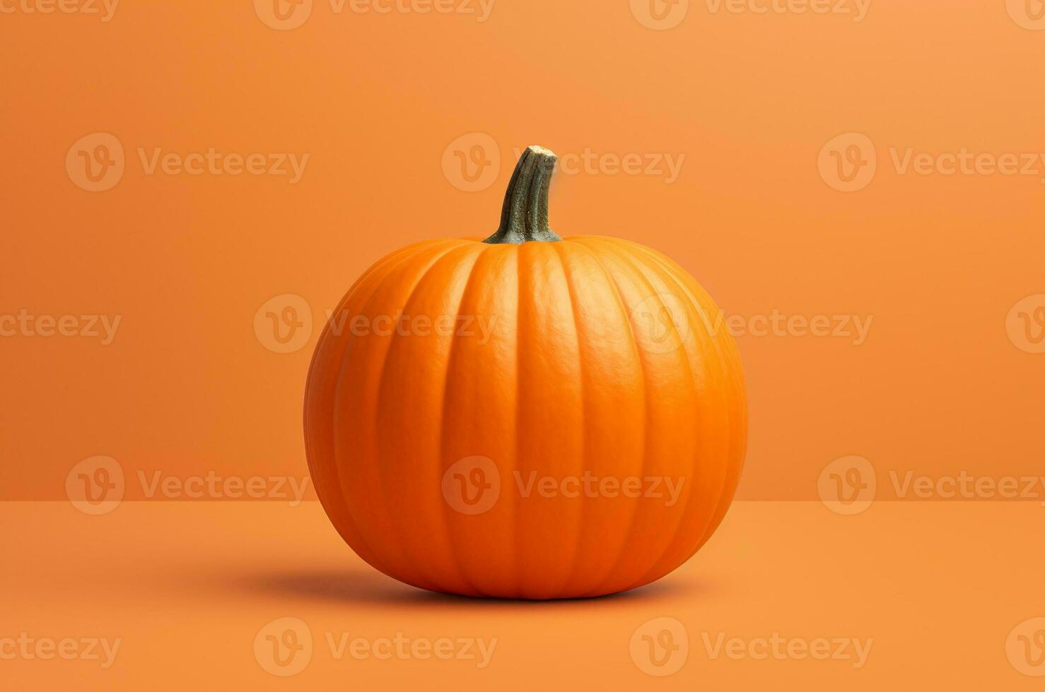 Orange pumpkin on orange background. Halloween pumpkin. Generative AI photo