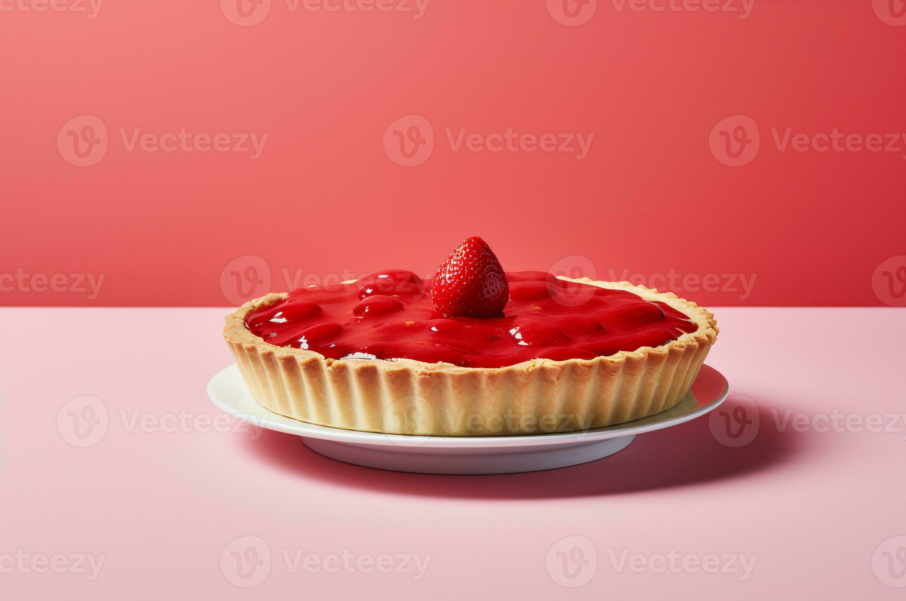 Strawberry tart with jelly layer. Generative AI 33063561 Stock Photo at