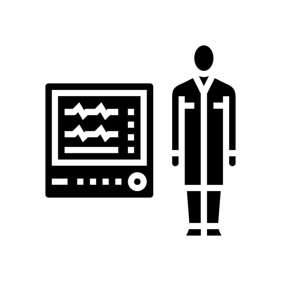 cardiac monitor technician glyph icon vector illustration