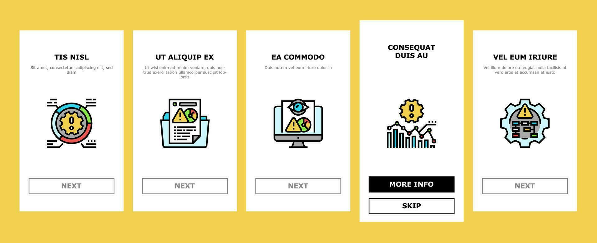 risk analyst business onboarding icons set vector