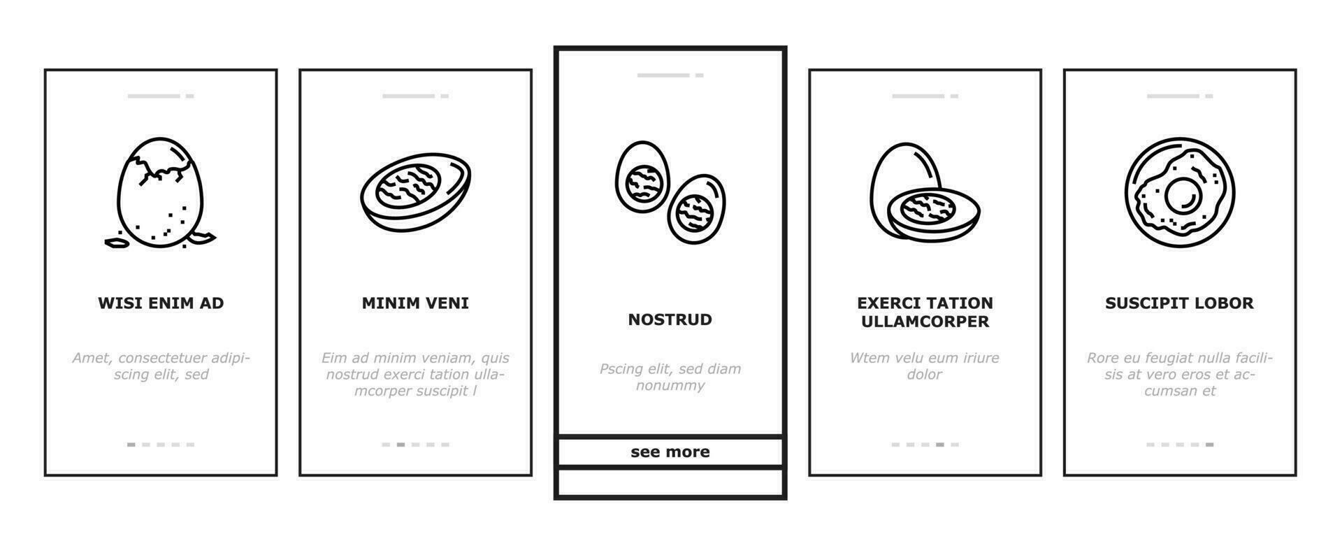 egg chicken hen food farm onboarding icons set vector