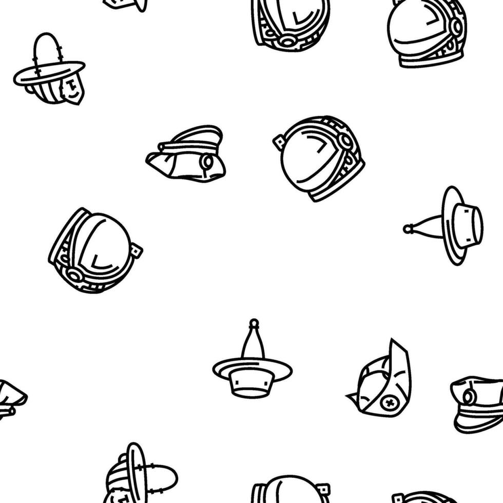 hat cap female fashion vector seamless pattern