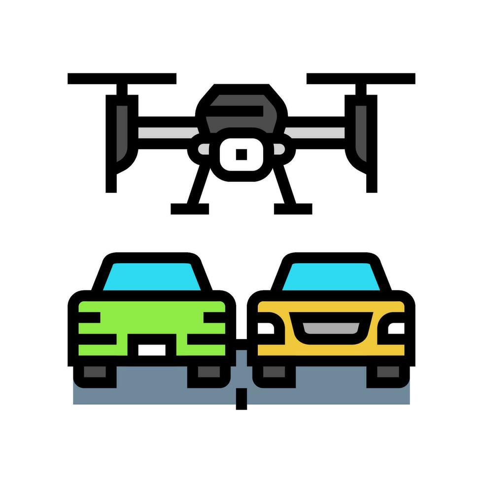 traffic monitoring drone color icon vector illustration