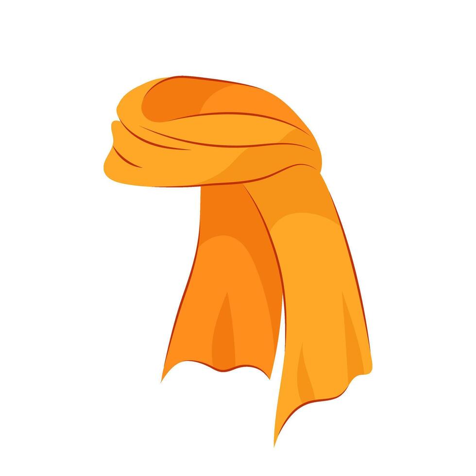 Vector illustration of a warm orange scarf in flat style on a white background. Warm autumn clothes, accessory.