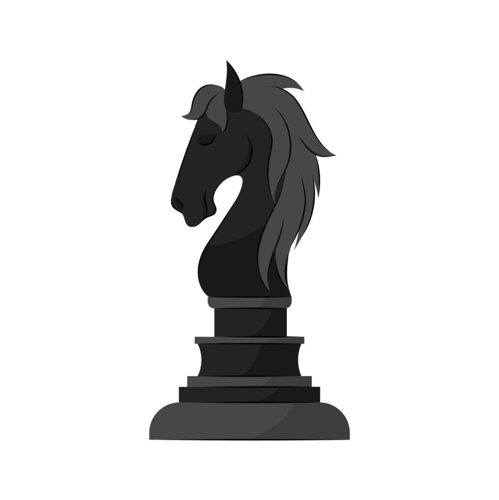 Vector illustration of a knight chess piece in a flat style on a white background.