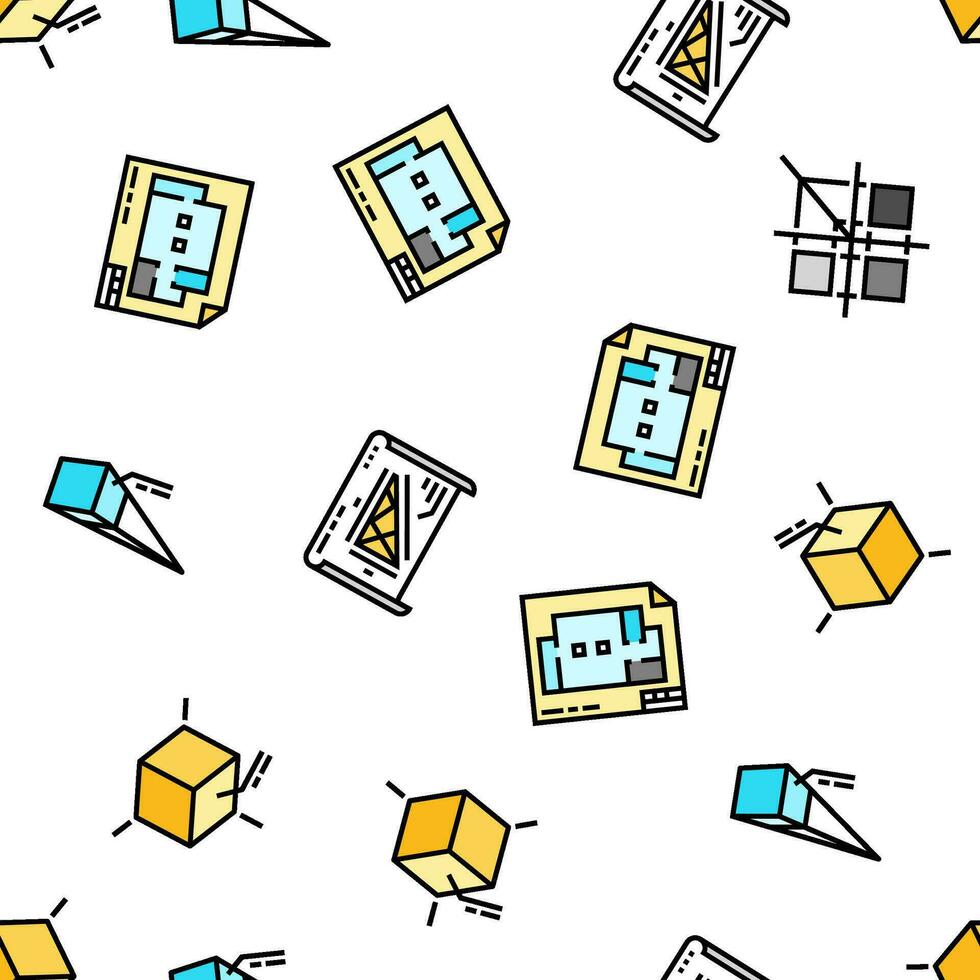 engineer construction architect vector seamless pattern