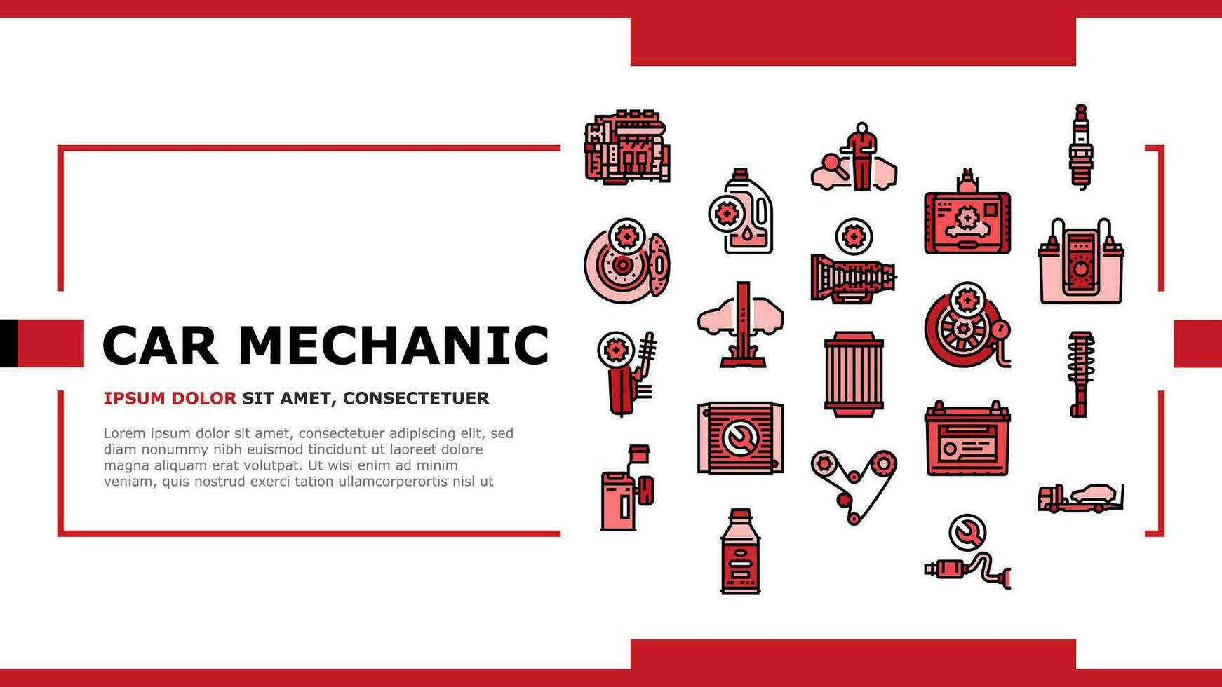 coche mecánico reparar Servicio aterrizaje encabezamiento vector