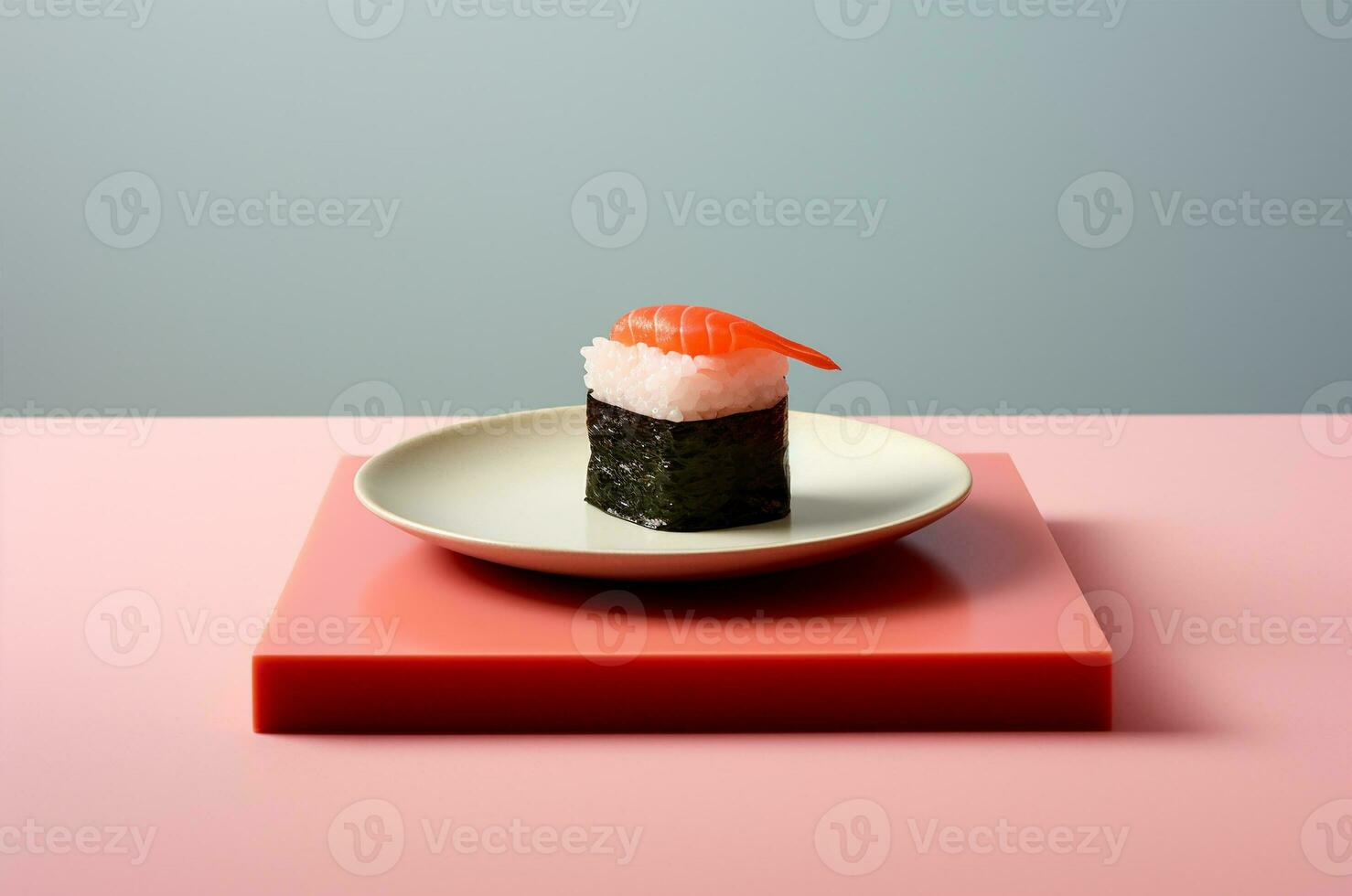uno Sushi frente vista. rodar con salmón. generativo ai foto