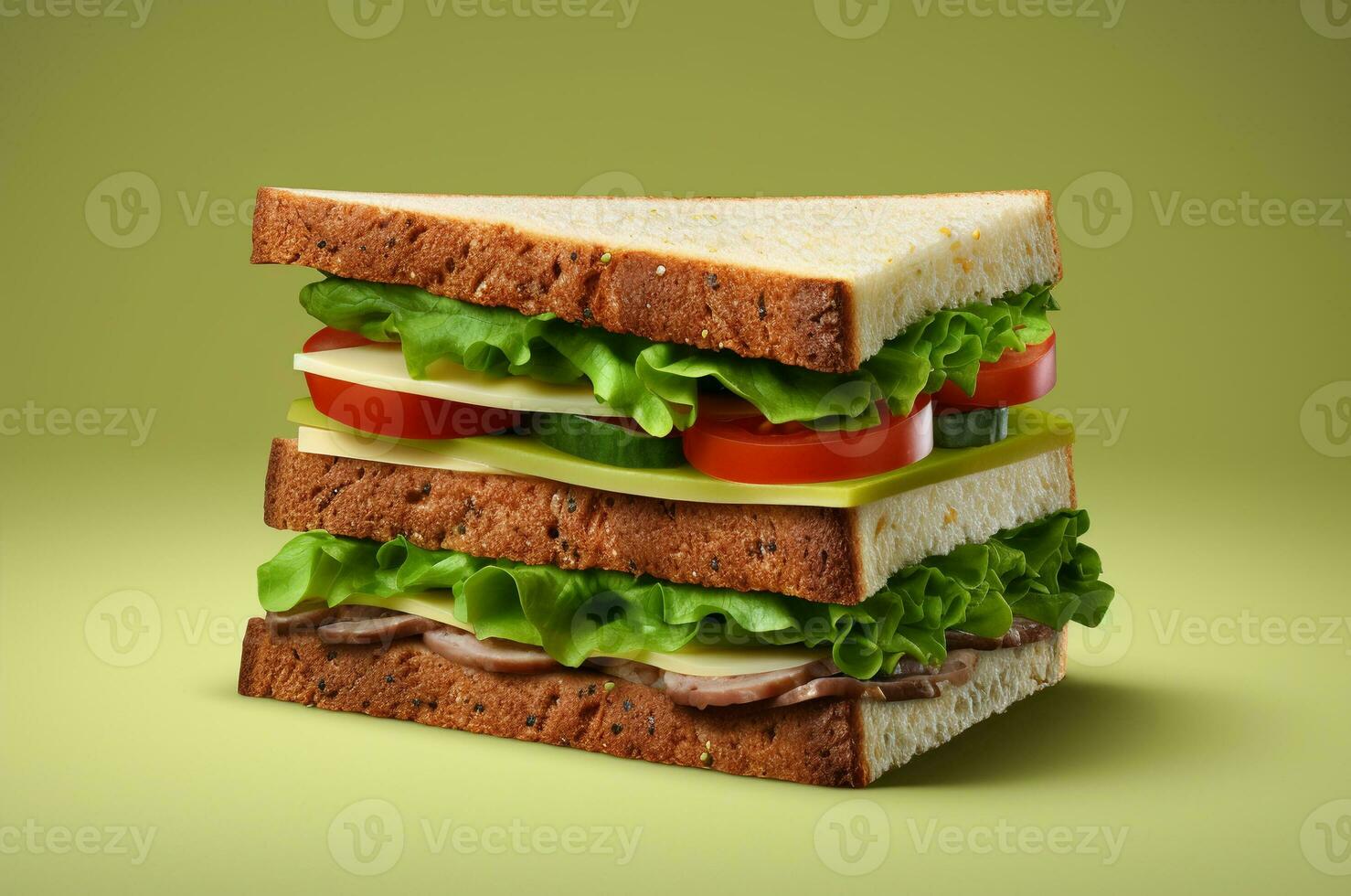 A stack of sandwiches. Fast food. Sandwiches with vegetables. Generative AI photo