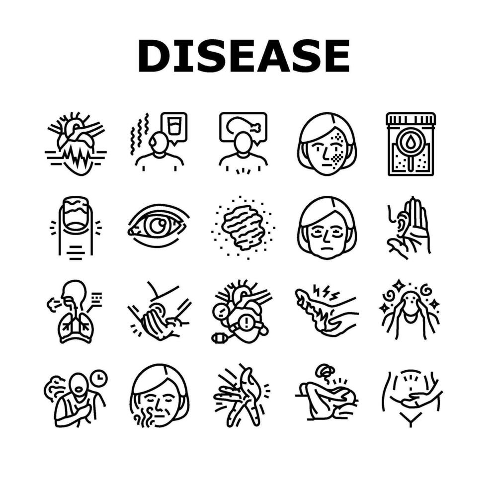 disease symptom health icons set vector