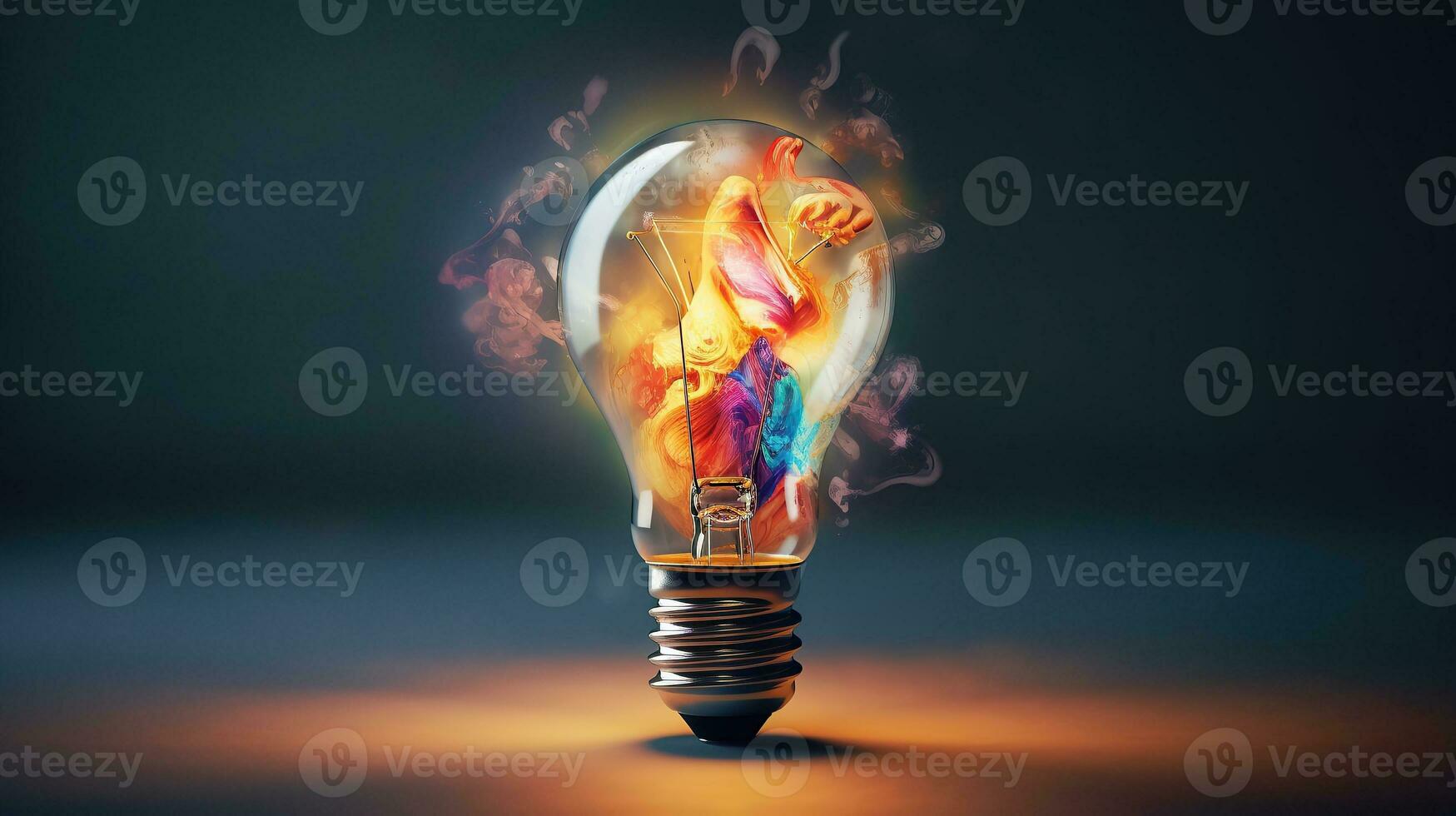 Unique Creative idea concept with light bulb made out of paint photo