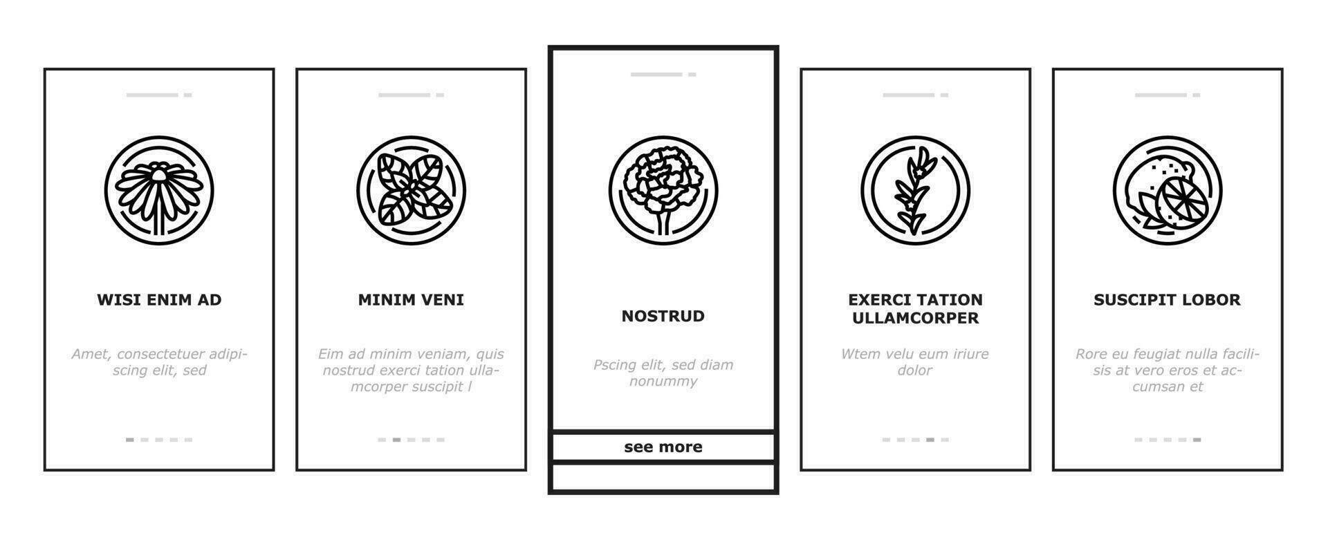 plant natural cosmetic green onboarding icons set vector