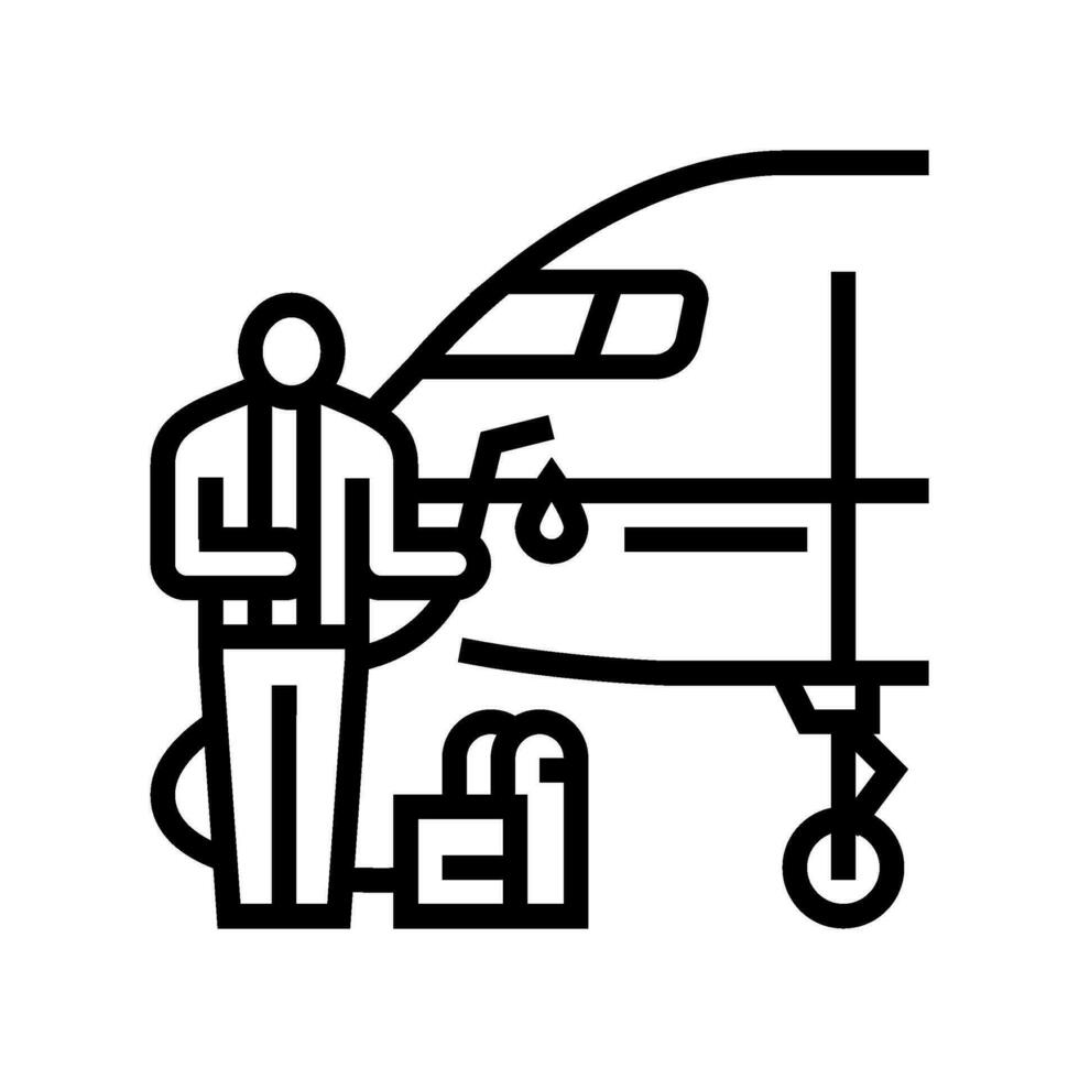 lubricación Servicio aeronave línea icono vector ilustración