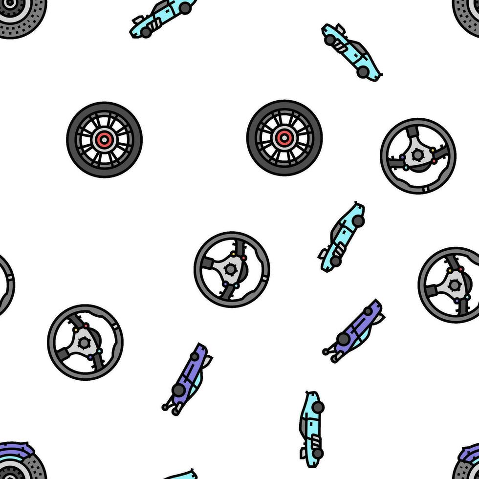 car race vehicle speed auto vector seamless pattern