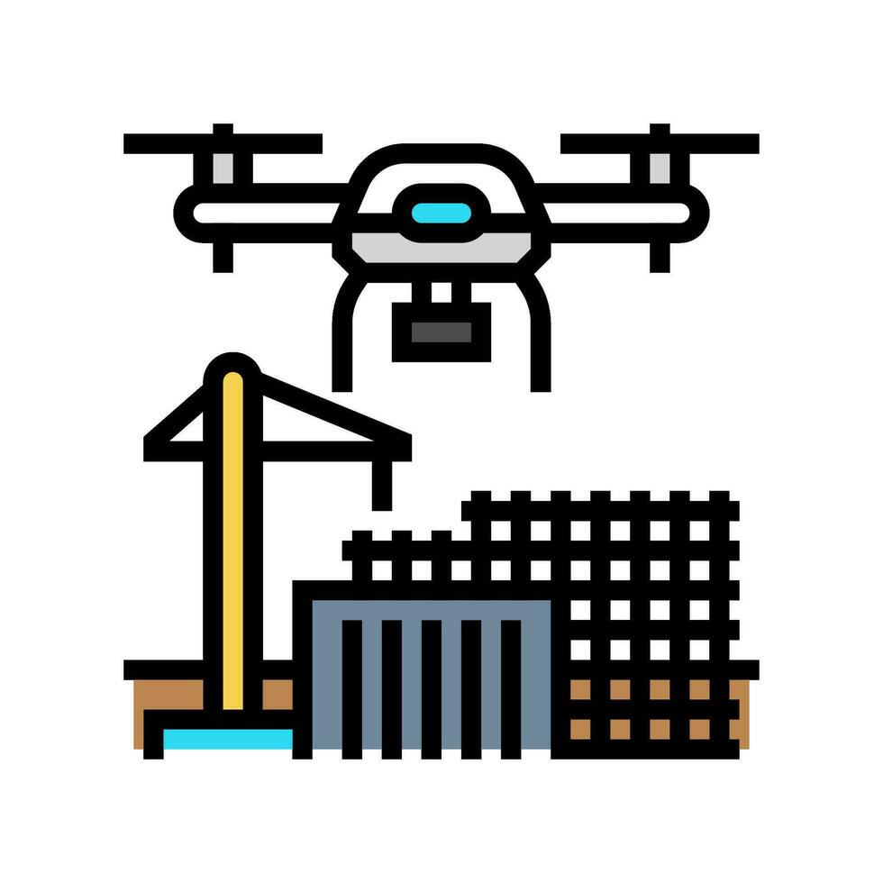 construction site drone color icon vector illustration