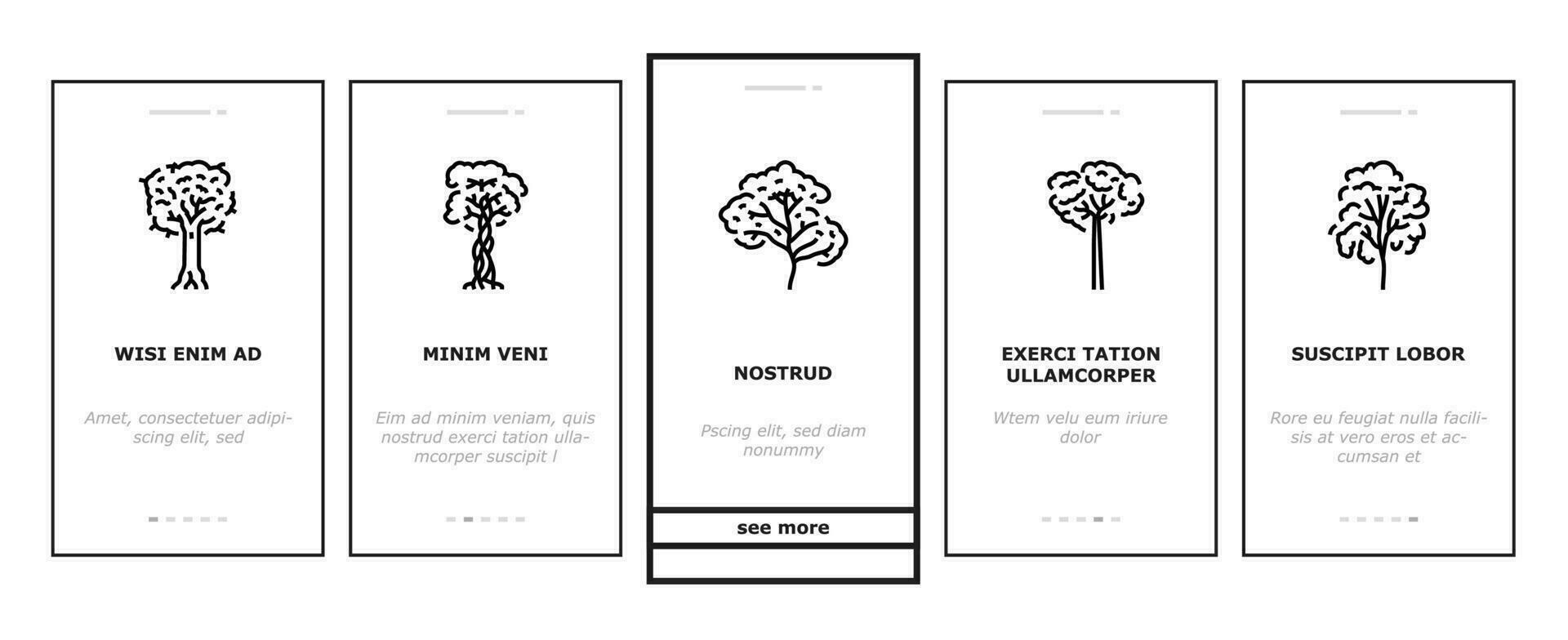 rainforest jungle amazon nature onboarding icons set vector
