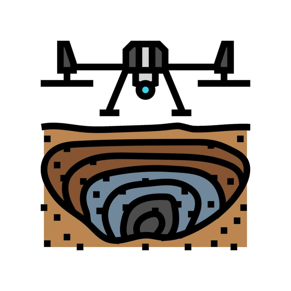 mining operations drone color icon vector illustration