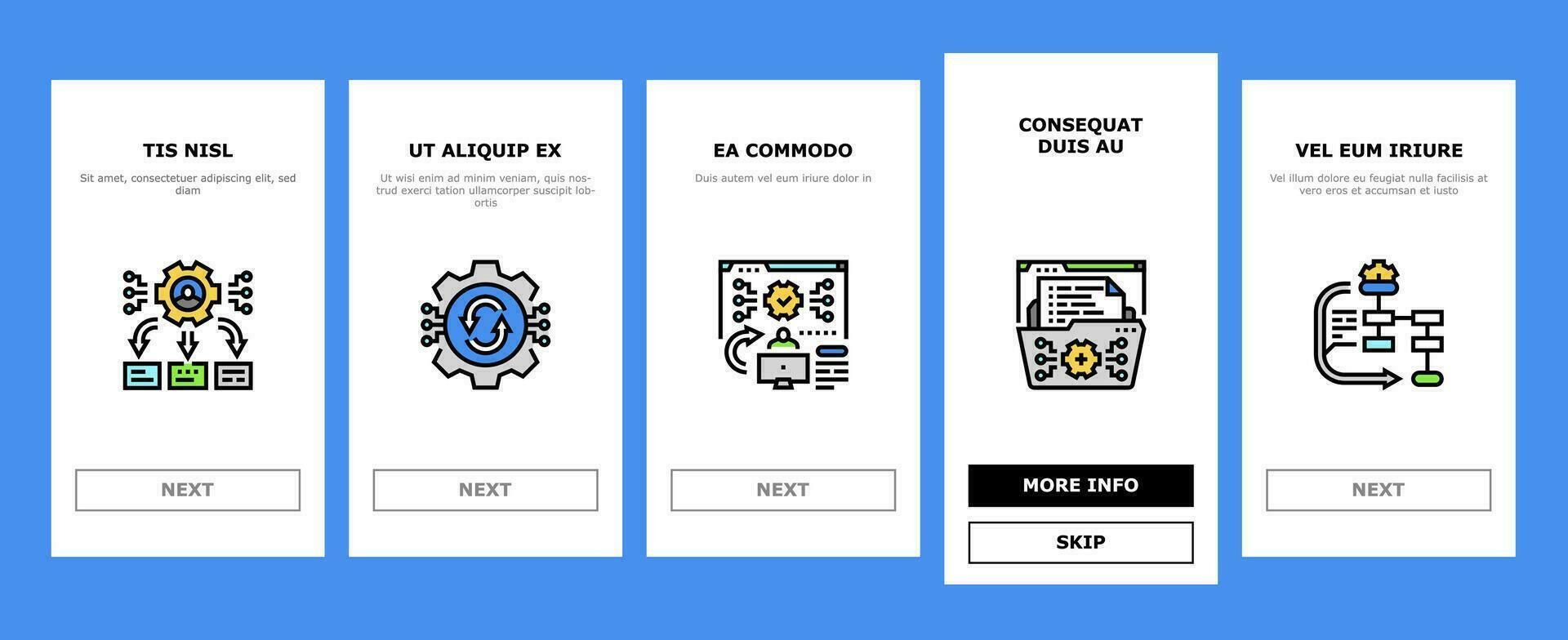 system analyst data onboarding icons set vector