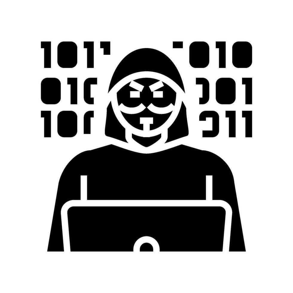 anonymous attacker cyberbullying glyph icon vector illustration