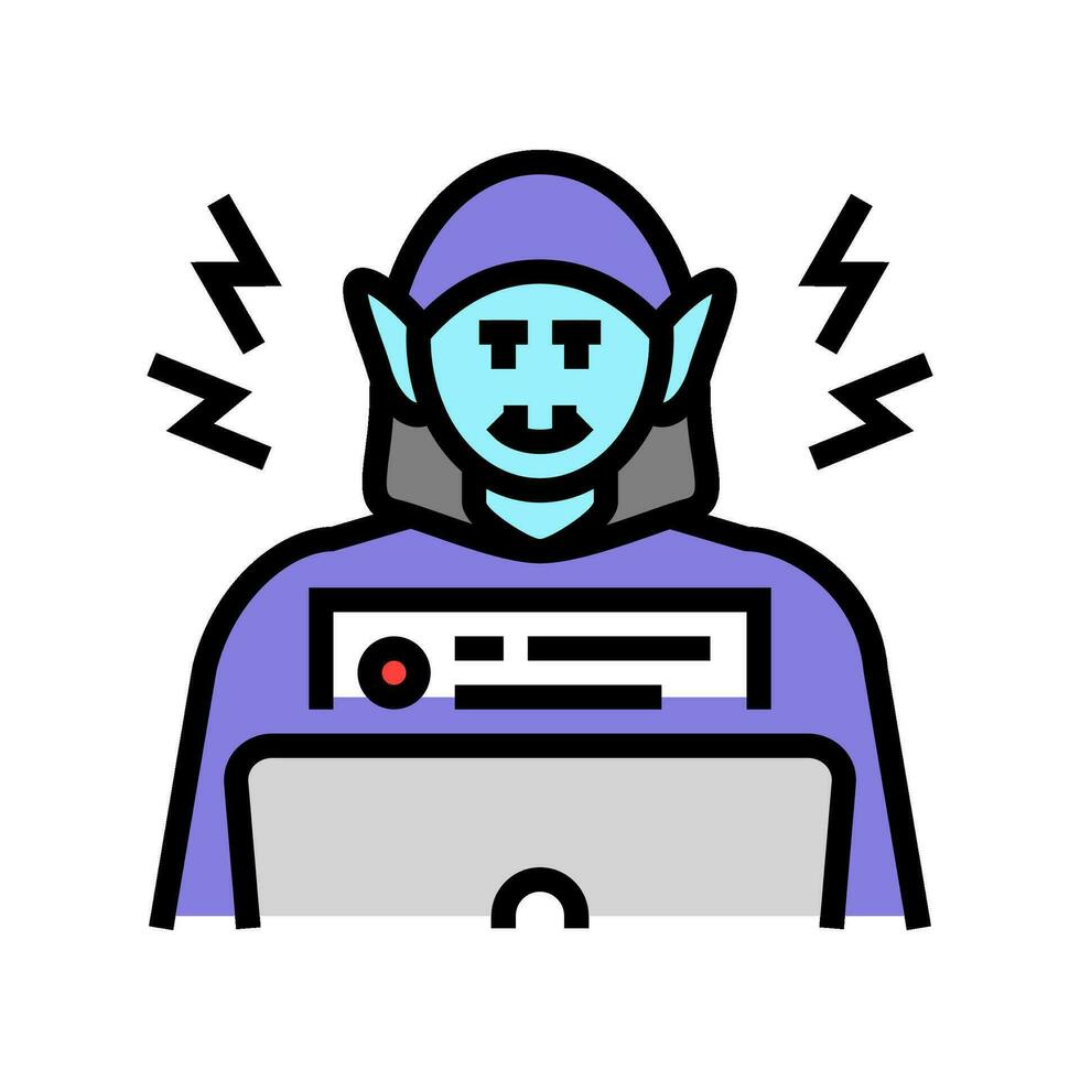 trolling cyberbullying color icon vector illustration