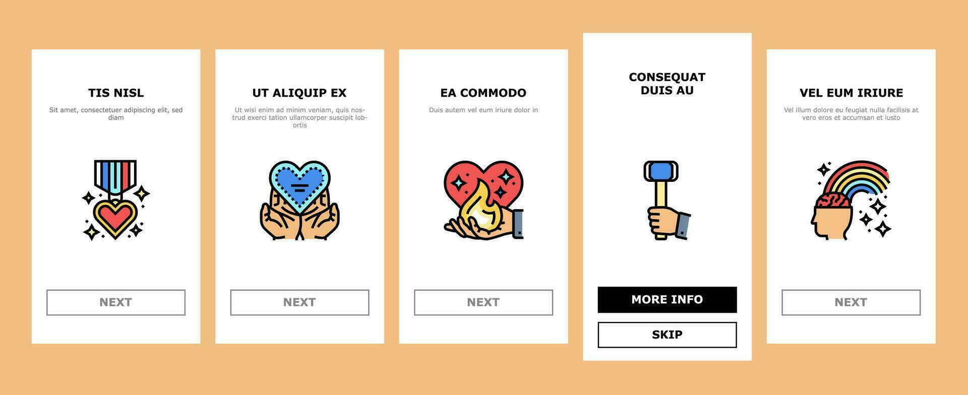 motivation succes challenge onboarding icons set vector