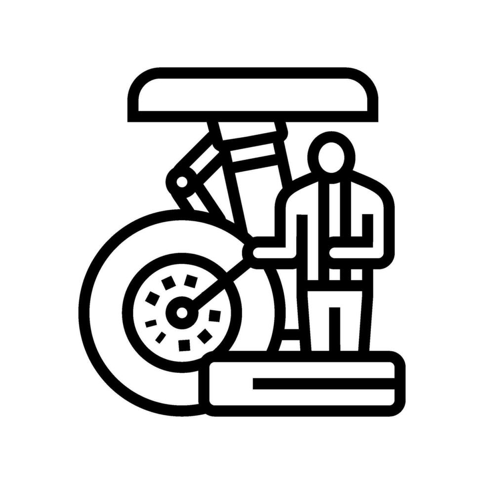 tire replacement aircraft line icon vector illustration