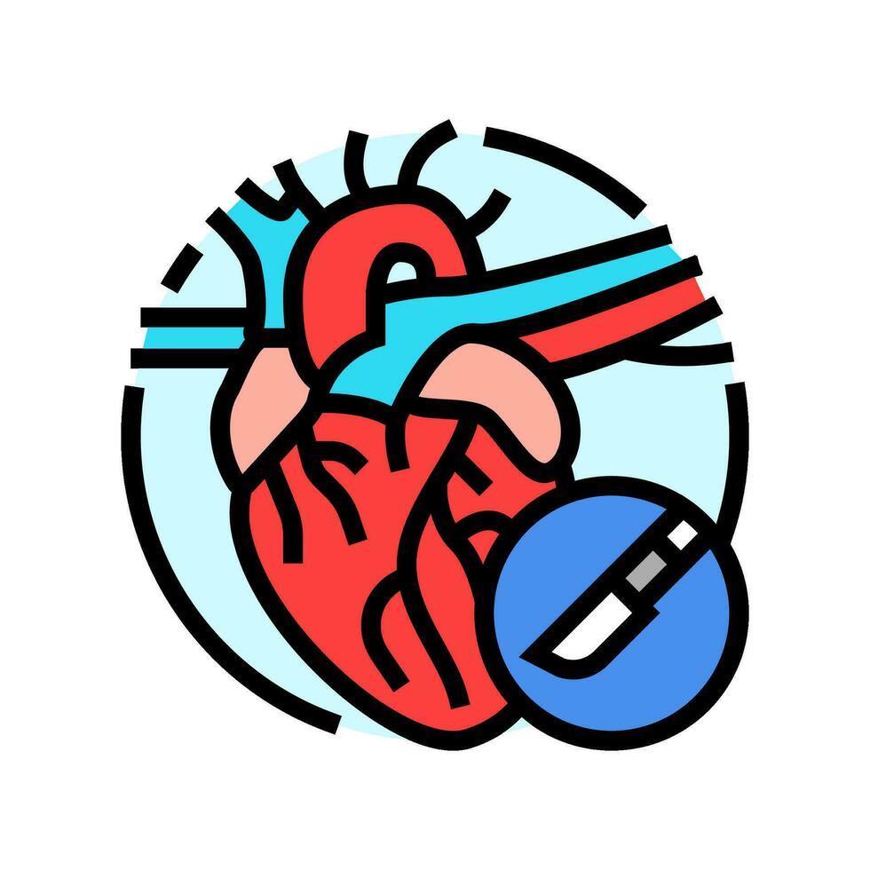 ilustración de vector de icono de color de cirugía cardíaca