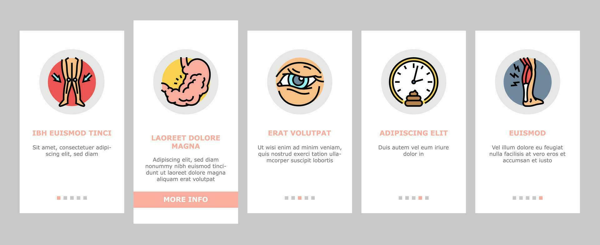 disease symptom health onboarding icons set vector