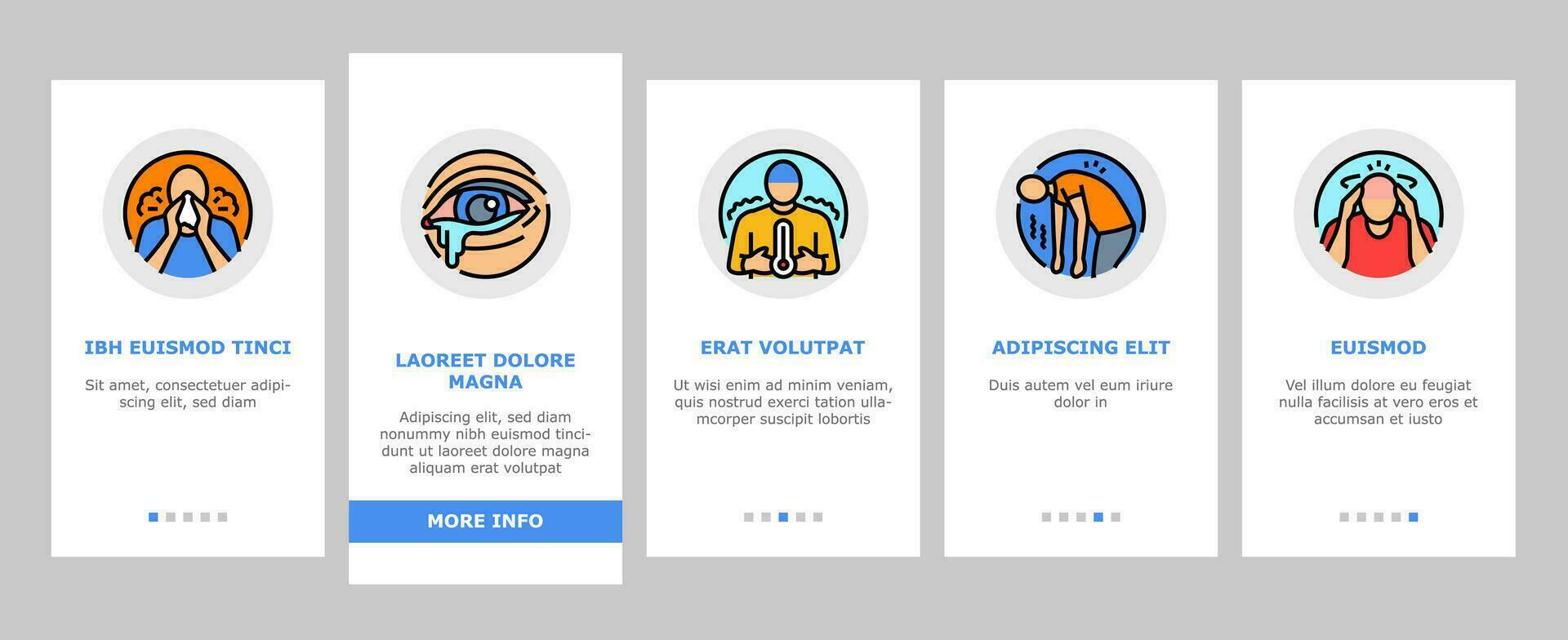disease health heart onboarding icons set vector