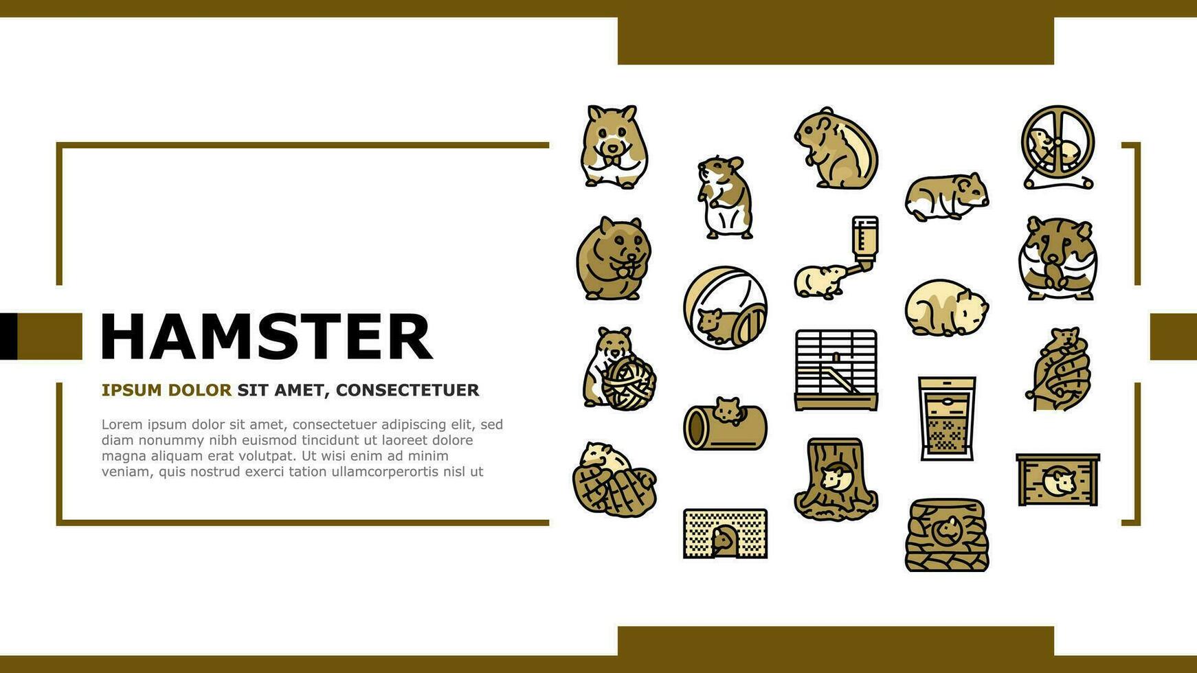 hamster cute animal pet landing header vector