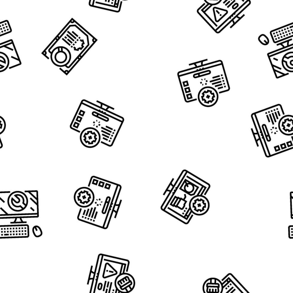 repair computer pc service vector seamless pattern