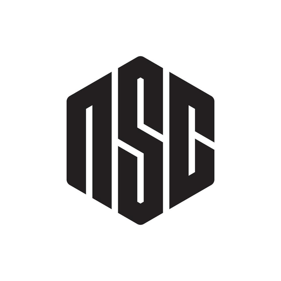 N S C hexagon logo design vector illustration.