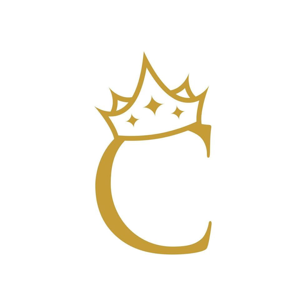 letter C with crown logo design concept isolated on white background. vector