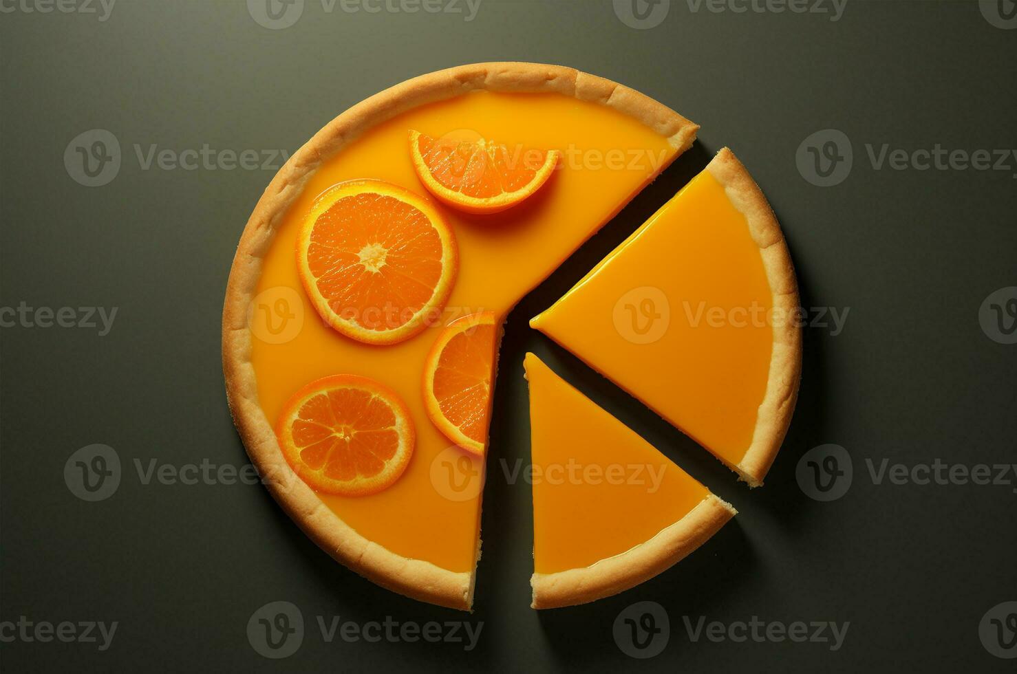 Orange pie top view. Generative AI photo