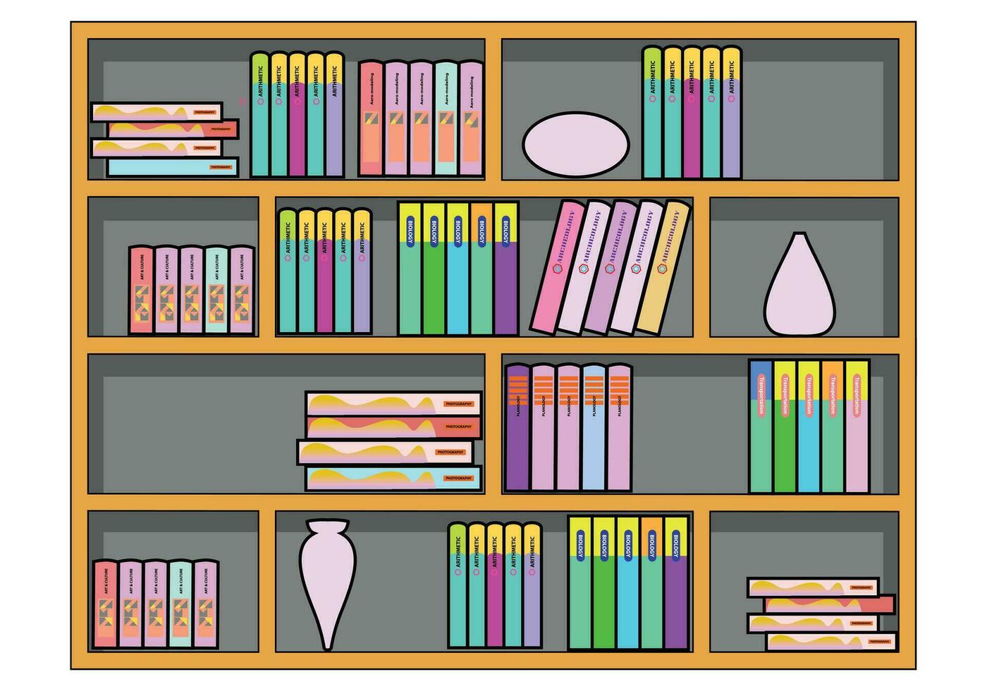 bookshelf vector in fullcolor for background design
