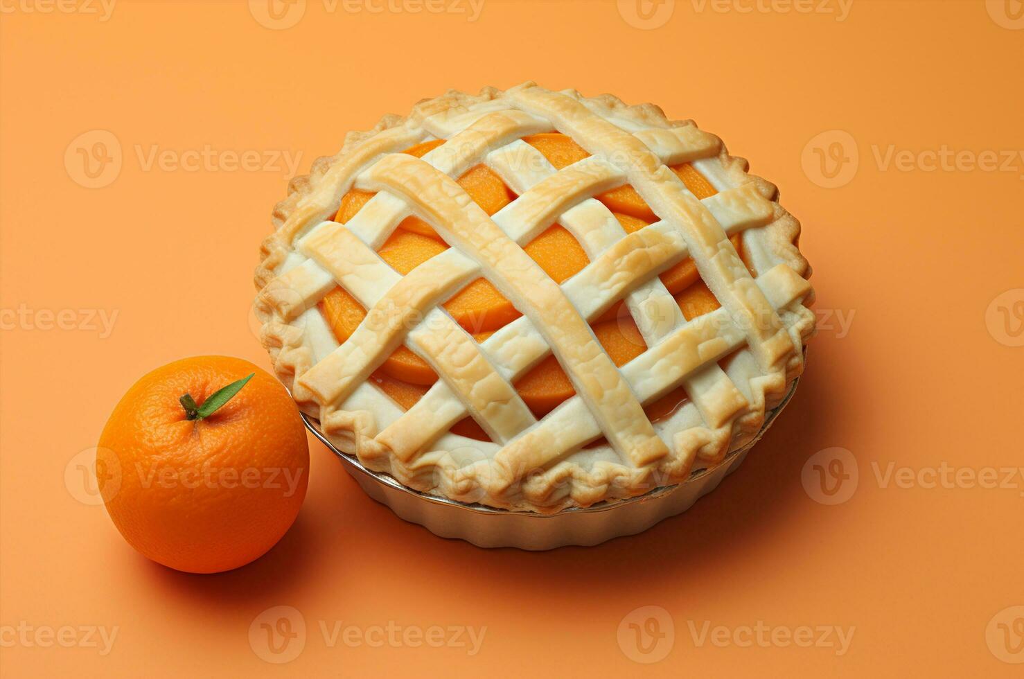 Tangerine pie top view. Generative AI photo