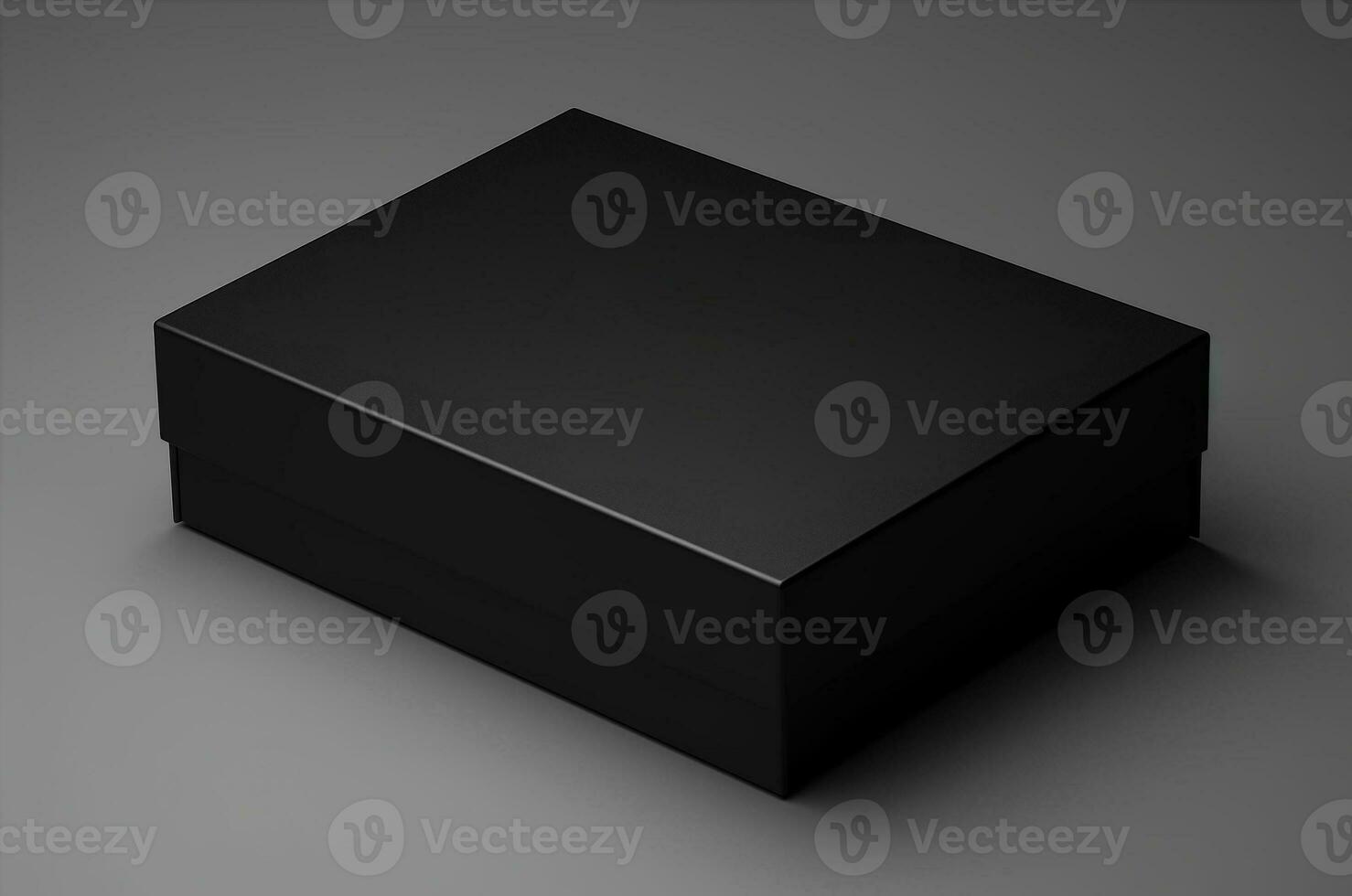 Mockup black box on gray background top view. Generative AI photo