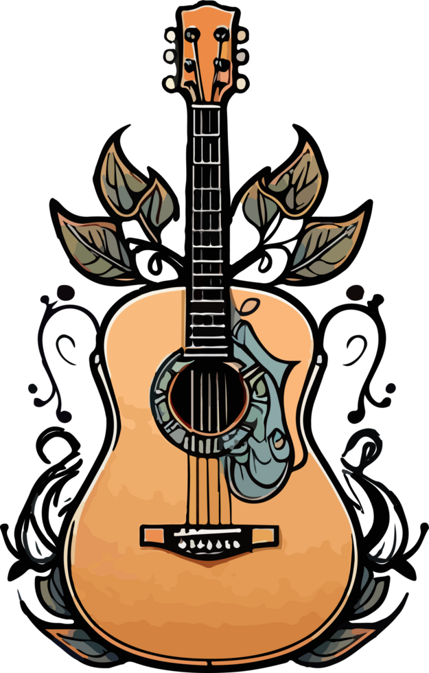 Acoustic Guitar PNG Mascot AI Generative