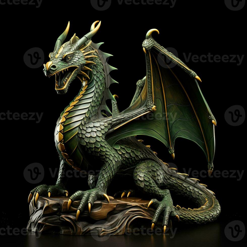 Green wooden dragon, new year 2024. 27594681 Stock Photo at Vecteezy, Wood  Dragon 