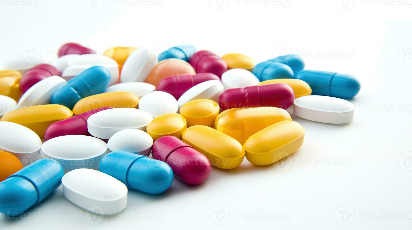 multicolor pastillas en un blanco antecedentes. ai generativo foto