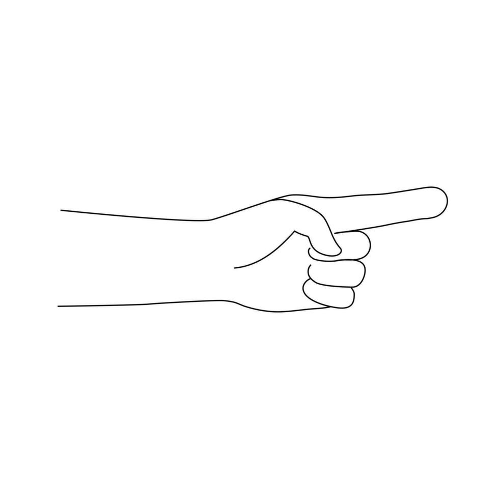 aislado gesto de índice dedo señalando a el lado. vector negro y blanco. mano muestra número uno