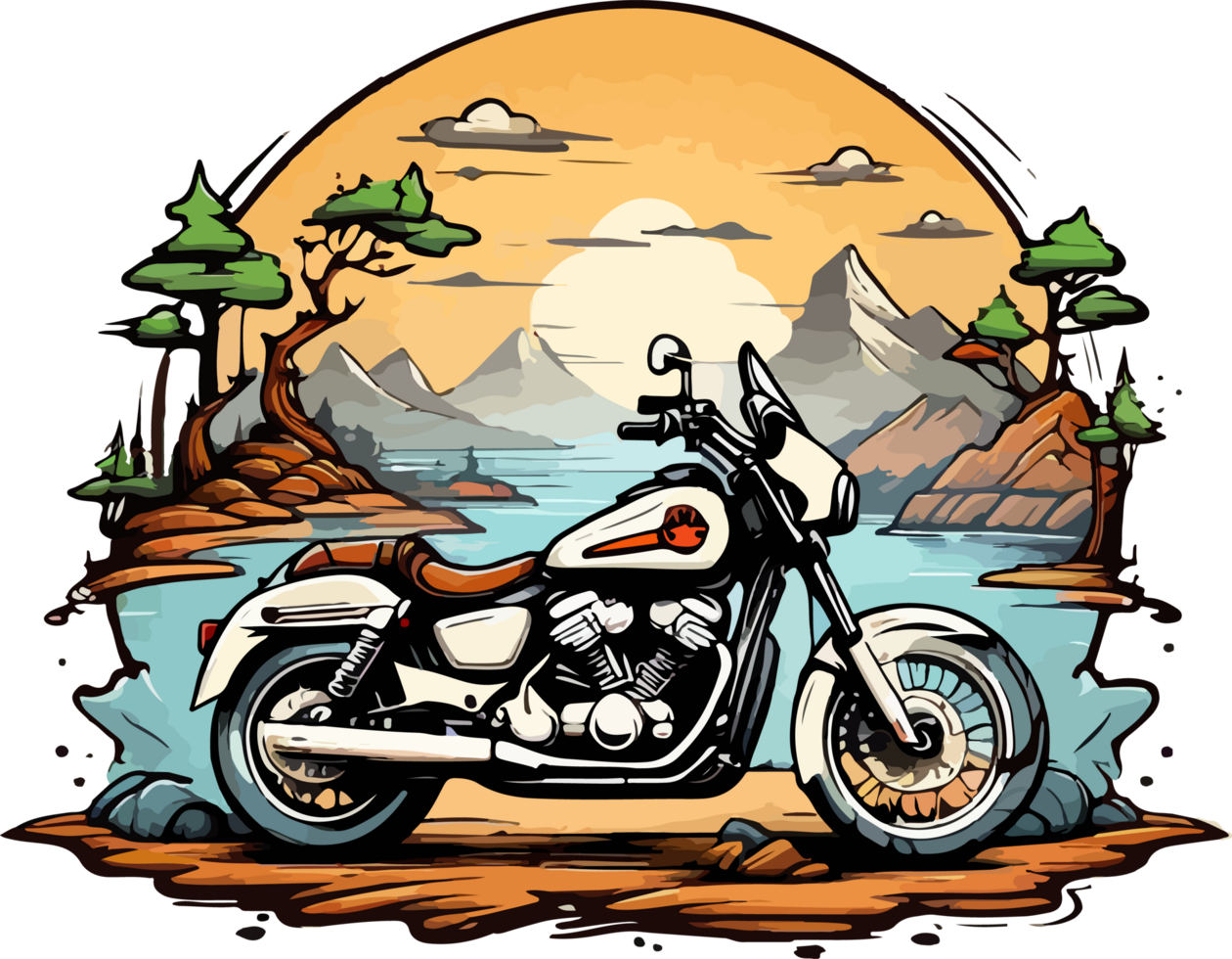 Adventure Motorcycle Logo Badge AI Generative png