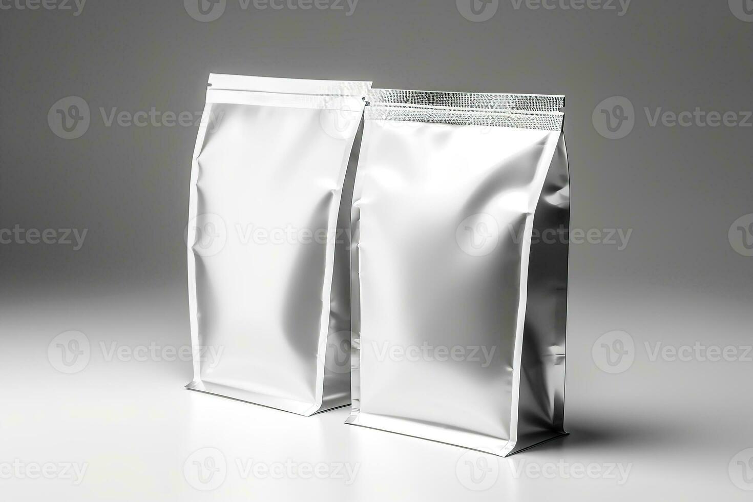 A packaging white carton or pouches bag with light silver ml packaging template illustration stock photo Generative AI