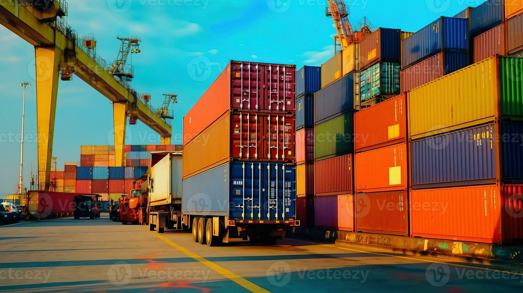 Logistics and transportation Industrial Container Cargo freight ship Generative AI photo