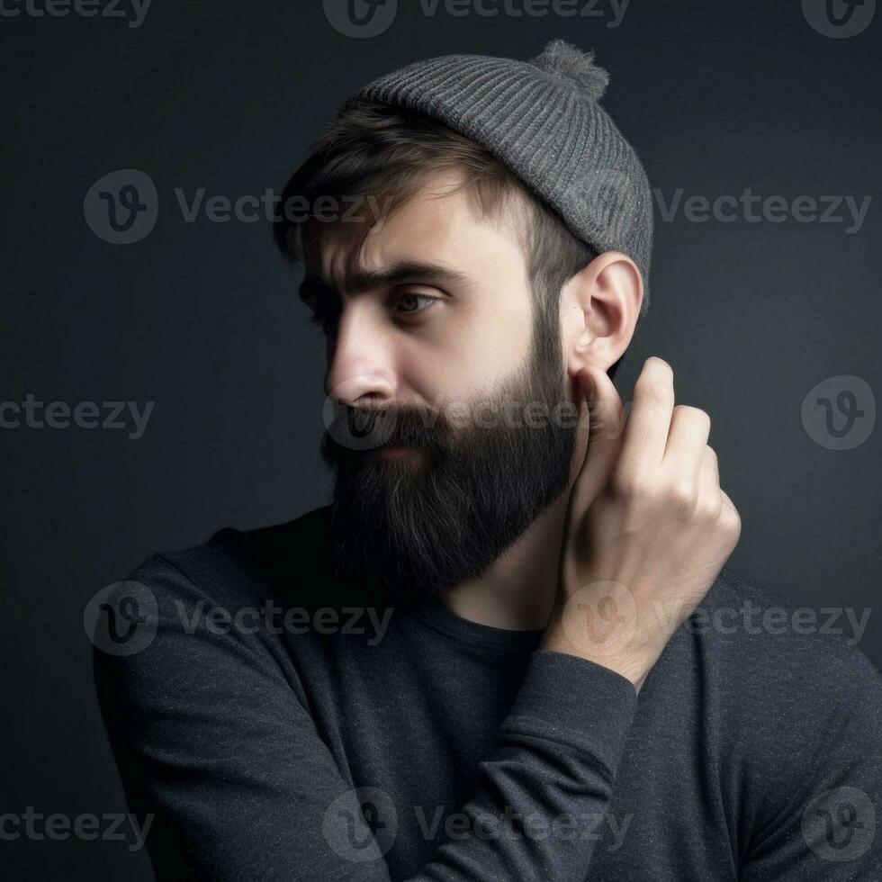 A man with a beard. Beard Day. World holiday. AI generated. photo