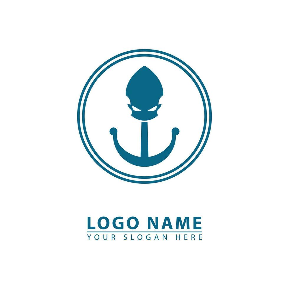 Vector logo combined with anchor and octopus