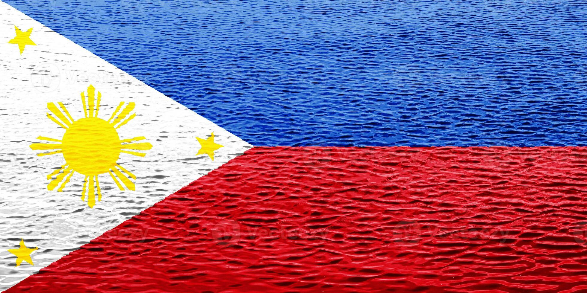 Flag of Republic of the Philippines on a textured background. Concept collage. photo