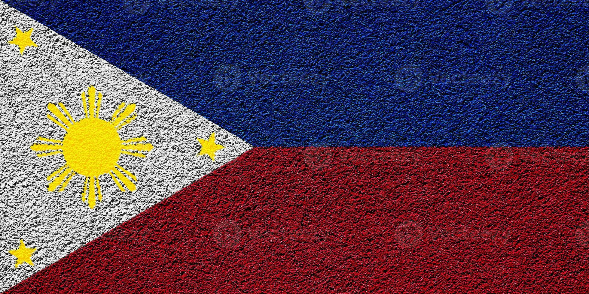 Flag of Republic of the Philippines on a textured background. Concept collage. photo