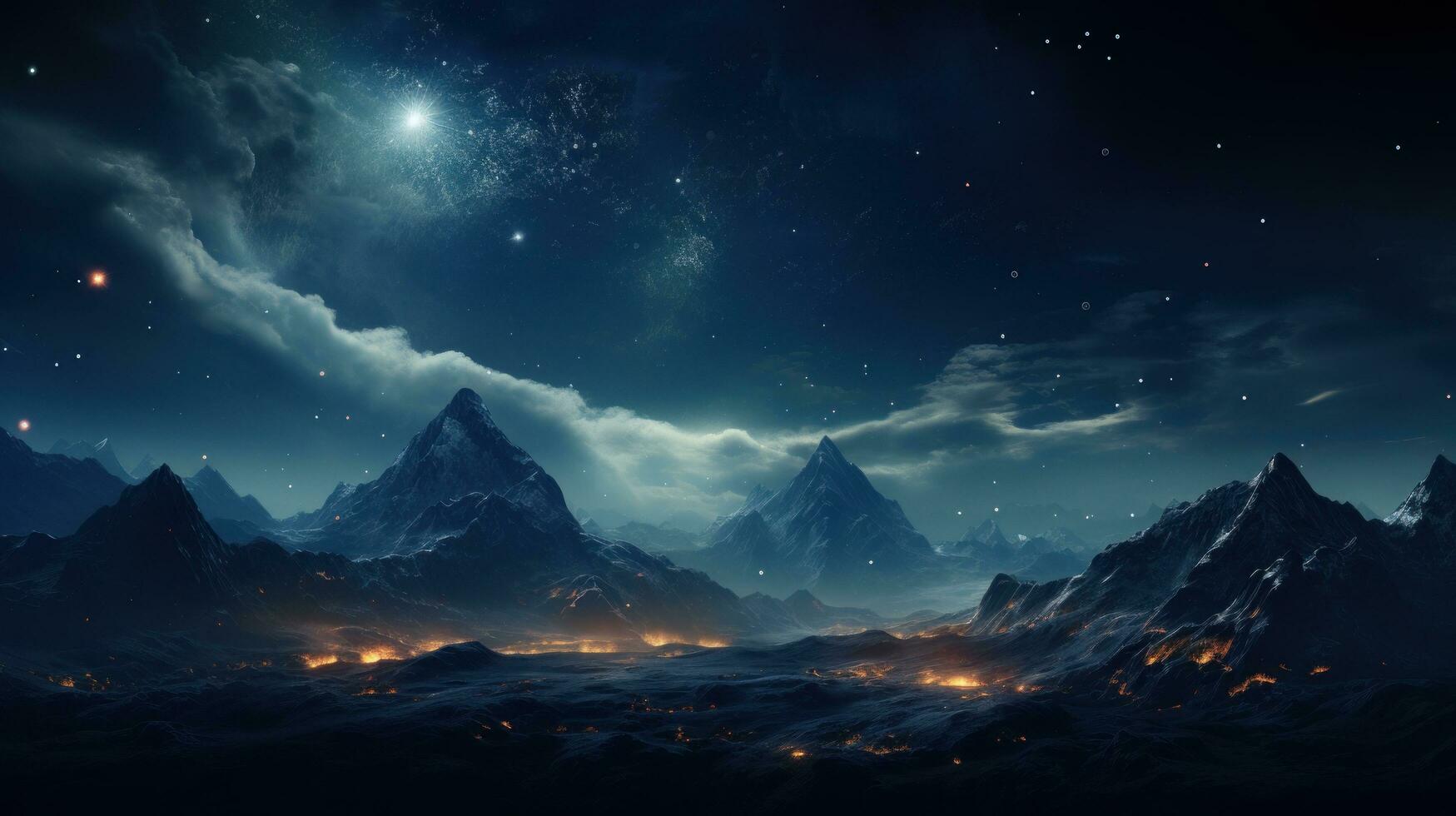 Night sky over the mountains photo