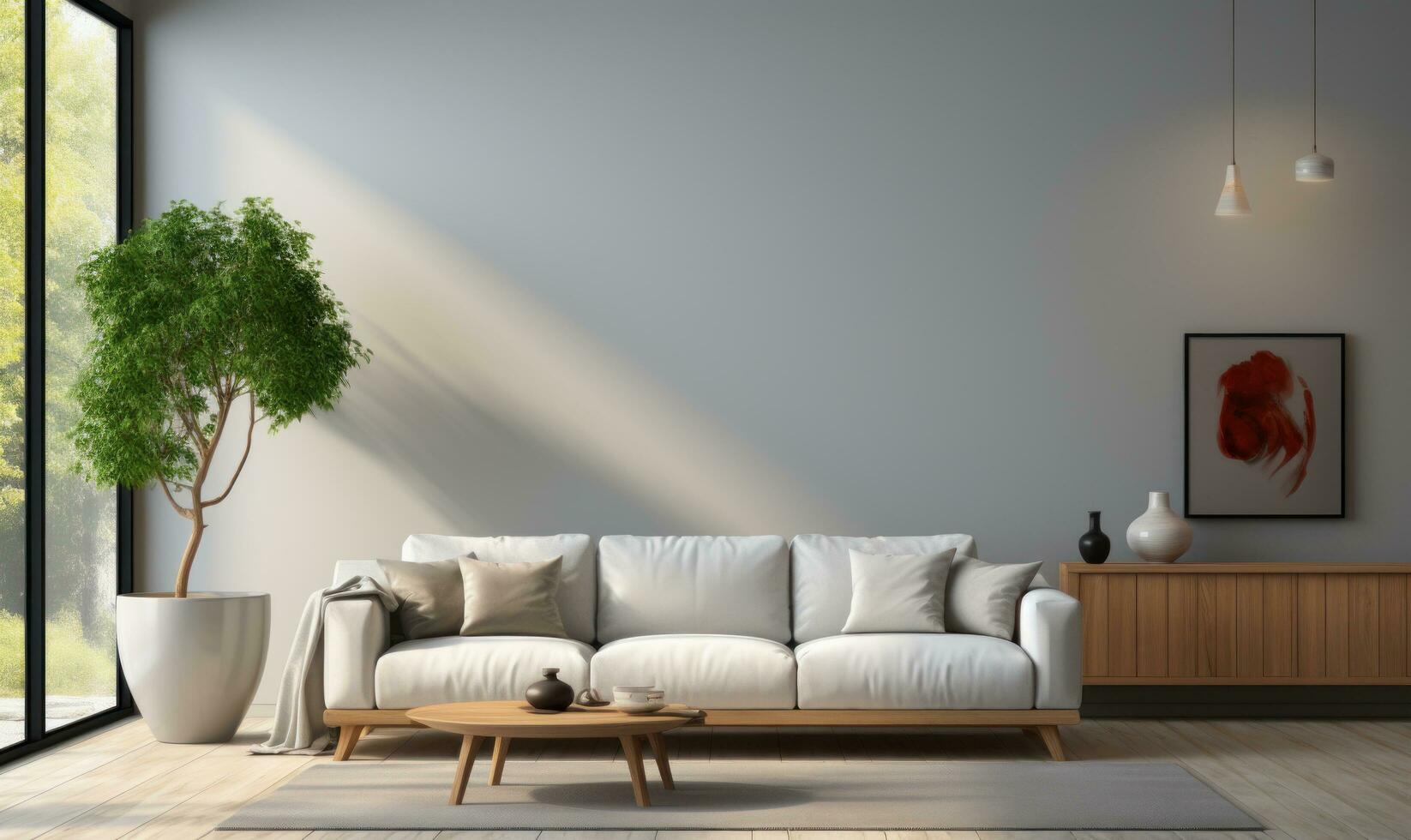 Modern living room with sofa photo